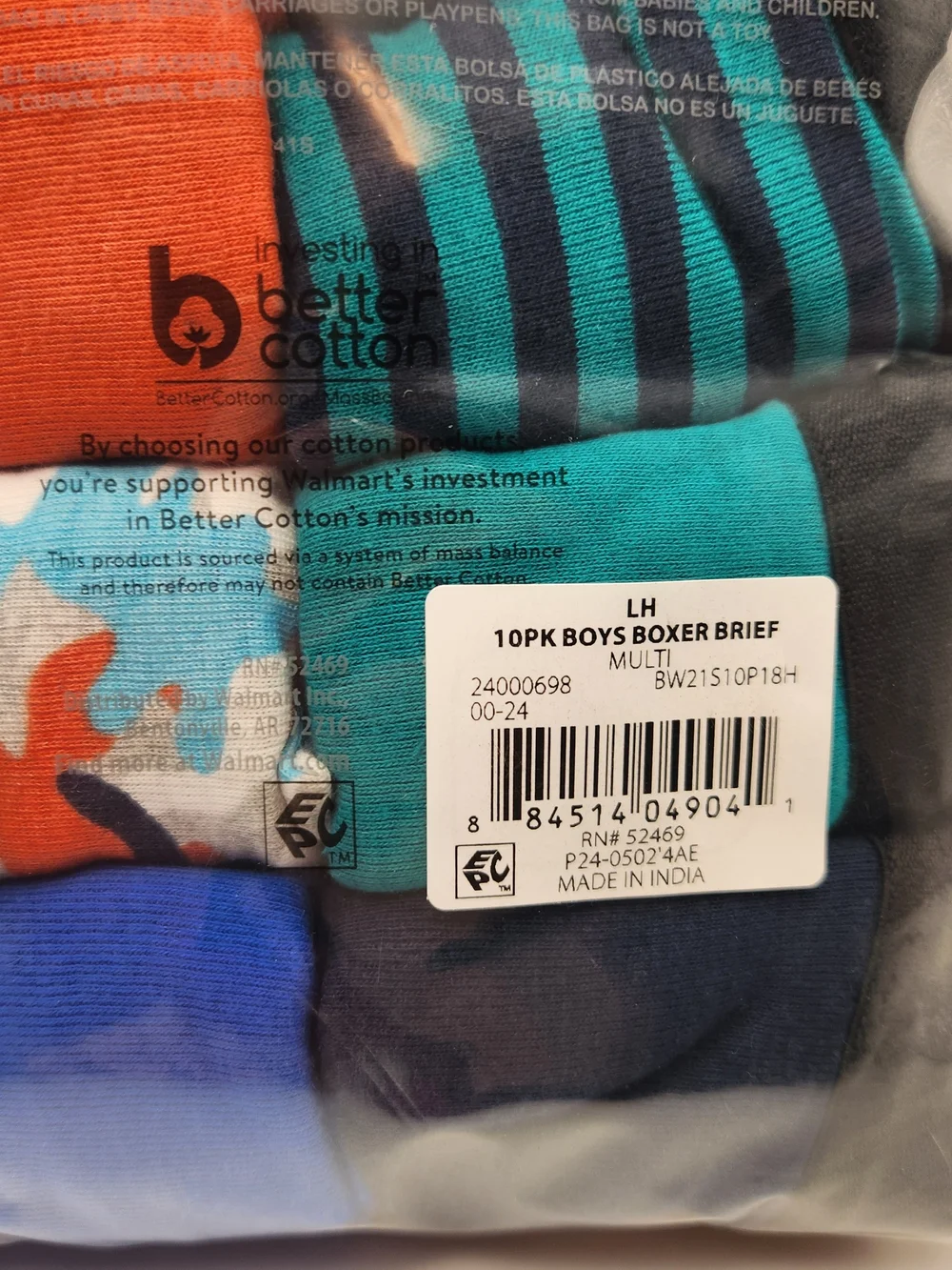 wonder nation Boys 10-Pack Boxer Briefs — Black, Teal, Blue, Orange, Gray - Picture 6 of 6